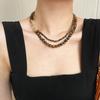 Boutique Guofeng Vintage Ojo de Tigre Natural Extraíble Múltiples Formas de Llevar Cadena de Lana de Doble Capa