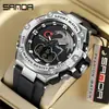Nuevo Reloj Electrónico Juvenil Transfronterizo Sanda Moda Aleación Reloj para Hombre Resistente al Agua y Burbujas Luminoso Reloj para Hombre