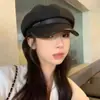 Gorra de Mujer Otoño e Invierno Estilo Japonés Boina de Pico de Pato Lana Retro Boina de Pintor Muestra la Cara Pequeña Británica Versátil Gorra Octagonal