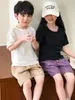 Camiseta de Manga Corta para Niños Niños 2025 Nuevo Verano Algodón Puro Manga Media Niños Grandes Camiseta Básica Camiseta Blanca para Niñas