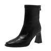 Sapatos de Salto Alto Estilo Francês, Botas Curtas de Salto Grosso para Mulheres, Novas Botas Afuniladas de Bico Quadrado para Verão e Outono 2025, Botas Martin Estilo Britânico, Sapatos Individuais
