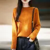 Outono Inverno 2026 Simples Gola Redonda Casual Quente Manga Longa Camada Base Top Suéter de Tricô Feminino Peça Única Sem Costura Top para Usar por Baixo