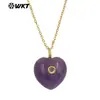 Wt-N1531 Colgante de Corazón Dulce y Romántico con Piedra Preciosa Turquesa Cristal Rosa Collar Fino para Clavícula Accesorio Diario para Mujeres