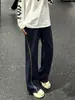 Pantalones Casuales Pesados de Corte Recto Holgados para Hombre Otoño Americanos Limpios con Hoja Curva Línea Hasselblad Pantalones Deportivos