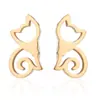 Pendientes Mini Clásicos Simples y Elegantes Acero Inoxidable Electrochapado en Oro de 18K Pendientes de Gato Rompecabezas Dinosaurio Copo de Nieve