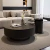 Mesa de café redonda de pizarra de lujo ligero estilo italiano para sala de estar, adecuada para apartamentos pequeños, juego de mesa de té de alta gama minimalista moderno