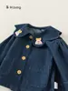 Ropa Infantil Youbao Camisa de Mezclilla para Niñas con Cuello de Muñeca, Dulce Top Infantil, Versátil Chaqueta Nueva para Niños Pequeños de Primavera y Otoño