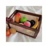 Cesta de almacenamiento de ratán y madera maciza, cesta de almacenamiento de escritorio, caja de aperitivos, cesta de almacenamiento para artículos diversos y cosméticos, caja de almacenamiento y organización