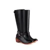 Fivela de cinto nova zíper lateral alto botas de cavaleiro salto quadrado salto médio botas de moto 40-48 tamanho grande botas de comércio exterior