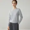 Suéter 100% cachemira pura para mujer, otoño e invierno, cuello redondo plano, tejido sin costuras, top base ajustado