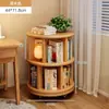 Estantería Giratoria de Madera Maciza Librería de 360 Grados Estante de Almacenamiento de Pie Integrado Montado en la Pared Móvil Esquina Estrecho para Niños Gabinete