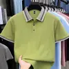 Camisa Polo de Algodón 100% Puro con Rayas en Contraste para Hombre, Nuevo Modelo 2026, Absorbe la Humedad, Transpirable, Camiseta Fina de Manga Corta para Hombre de Verano