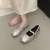 Zapatos Mary Jane de cuero estilo francés, zapatos de noche, nuevo modelo verano 2026, combinan con faldas, con plataforma interior para aumentar altura, bailarinas plateadas para mujer