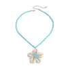 Colar Pingente Flor de Concha Estilo Praia Oceano Férias Transfronteiriço Europeu e Americano Colar de Contas de Arroz Bohemian para Mulheres