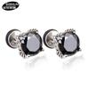 Pendientes de acero inoxidable con personalidad de circonitas retro de titanio y diamantes, joyería transfronteriza, venta al por mayor