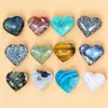 Piedra Bruta de Cristal Natural Forma de Corazón Juguete Pieza Portátil en Forma de Corazón Manualidad de Cristal Decoración del Hogar Adorno de Piedra
