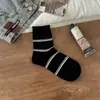Meias Listradas para Mulheres, Meias de Cor Sólida para Meia-Panturrilha para Primavera e Outono, Meias Longas para Estudantes, Sapatos Birkenstock, Meias Largas Estilo College para Outono e Inverno