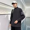 Suéter de Terciopelo Alemán para Hombre Invierno Nuevo Suelto Casual Guapo Ropa Exterior Decorativo con Cinta de Cuatro Barras Cuello Semi-Alto Combinable Protección