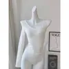 Top Puro Desejo de Teto Ombro Único Tomara que Caia Slim Fit Afinando Clavícula Garota Apimentada Vazado Versátil Sexy Camiseta Branca