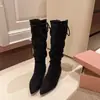 Botas de Equitação Femininas Sazonais Primeiro Encontro 2026 Novas Outono Retro Bico Fino Emagrecimento Aumento de Altura Botas Acima do Joelho
