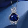 2023 novo estilo europeu e americano retrô simulação azul royal luxo temperamento pingente colar feminino pedra principal 20*20