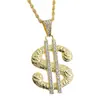Moda Europeia e Americana Exagerada Colar com Pingente de Dólar para Homens, Pingente de Personalidade Hip-Hop da Moda, Corrente Torcida de Aço Inoxidável Corrente para Suéter Joias