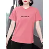 Camiseta de Manga Corta de Talla Grande para Mujer, Estampado de Verano, Estilo Nuevo, Corte Holgado, Estilo Coreano, Versátil, Informal, Cuello Redondo, Hombro Normal Camiseta para Mujer