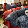 2026 Novo Conjunto de Roupa de Cama de Renda Franzida Conjunto de Quatro Peças Estilo INS Coração Girly Francês Capa de Edredom Lençol Conjunto de Três Peças para Estudantes