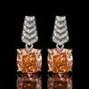 Conjunto de Joias Huabi Ice Flower Cut Cobre Inlay Padparadscha Luxo Leve para Mulheres 12*12*10*10 Atacado