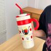 Vaso de agua con pajita de gran capacidad y alto valor para niñas, bonito vaso de hielo portátil de acero inoxidable 316 de una tonelada