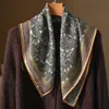 Bufanda Cuadrada de Seda y Lana de Alta Gama con Estampado Paisley, Doble Cara, Dos Tonos, 70X70, Chal Cortavientos, Bufanda Versátil de Seda y Lana Premium