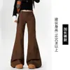 Jeans Feminino Khaki Ligeiramente Flare Não Apertado Novo Outono 2026, Calça Longa Slim-Fit Cintura Baixa Retro Americano