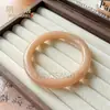 Pulseira de Jade Hetian Imitação da Mongólia Exterior com Base de Gelo, Material Antigo de Qinghai, Pulseira de Pó de Raiz de Lótus, Pó de Vidro Redondo, Pulseira Plana de Jade Ceroso