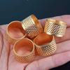 Dedal de costura antiguo, engrosado, dorado y plateado, con aguja de coser a mano ajustable, anillo superior, caja de costura, aro de dedal para punto de cruz a juego
