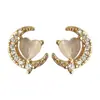 Moda Coreana Estilo Lujo Accesible Pendientes de Luna de Circonita para Mujer, Pendientes de Ojo de Gato de Vidrio Suaves, Dulces, Frescos y Elegantes