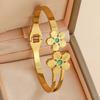 Pulsera para Mujer Transfronteriza Trébol de Cinco Hojas Primavera Pulsera de Acero Inoxidable Moda Europea y Americana Estilo Ins Pulsera Nueva Pulsera de Flor