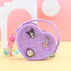 Moda Pêssego Coração Caverna Bolsa Pequena Amor Crossbody Bolsa de Armazenamento Portátil Bolsa de Moedas de Silicone Cosmético