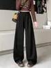 Pantalones de Pierna Ancha con Dobladillo Curvo para Mujer 2026 Otoño Nuevo Estilo Perezoso Pantalones de Pierna Ancha Cintura Alta Caída Sueltos Adelgazantes Largo Hasta el Suelo Pantalones de Chándal Casuales