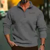 2025 Estação Independente Tamanho Grande Inverno Veludo Meio Zíper Gola Alta Pulôver Cor Pura Casual Moletom Tendência Transfronteiriça Masculino