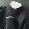 Suéter grueso de cachemira para hombre, nuevo estilo otoño e invierno, camiseta base de punto trenzado con patrón de rombos, cálido suéter casual de negocios para mediana edad