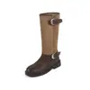 Botas Mismo Estilo Ma Sichun Botas Largas de Mujer 2026 Nuevo Estilo Patchwork Plisadas Estilo Occidental Botas Apiladas Botas de Caballero