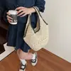 Bolso de Paja Retro de Hombro Único Estilo Francés para Vacaciones en la Playa para Mujer, Bolso de Nicho en Forma de Media Luna, Bolso Tote de Gran Capacidad, Bolso de Hombro para el Trabajo