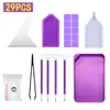 Novo conjunto de ferramentas de pintura diamante funil furadeira inventário furadeira caneta cola roxo 28 grade caixa de armazenamento acessórios acessórios