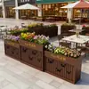 Jardineira de Aço Inoxidável para Exterior, Jardineira de Varanda, Jardineira Quadrada Comercial para Rua, Canteiro Retangular, Vaso de Flores com Acabamento em Ferro