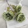 Novo 3 Flores Artificiais Rosa Austin Flores de Casamento Flores Falsas buquê Flor de Seda de Alto Padrão Floricultura Decorativa
