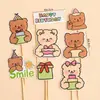 Decoraciones para pastel de cumpleaños de niños de moda roja te desean un feliz cumpleaños tarjeta de oso adorno para hornear