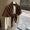 Bufanda 100% Lana Otoño e Invierno, Chal de Lana Tejido para Mujer, Capa Pequeña Anudada, Bufanda Triangular en Capas de Color Sólido Suave