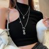 Cadena para Suéter para Mujer Otoño e Invierno 2021 Nuevo Trendy Nicho Colgante Largo de Oso Doble Capa Apilada Collar de Sudadera Accesorios
