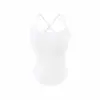 Camisole Puro Desejo com Alças no Pescoço e Bojos para Mulheres, Roupa Íntima da Estação Primavera, Top Base Sem Mangas Doce e Picante Sexy, Tecido Escovado, Adequado para Usar por Cima