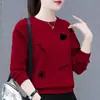 Suéter de Mujer Estilo Coreano Suéter de Mujer de Tía Nuevo 2023 Holgado Estampado Adelgazante para Madre Cuello Redondo Manga Larga Top para Mujer